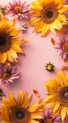 Obraz premium Beauty sunflower copy space decoration nature background