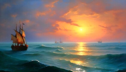 Abstraktion Sonnenuntergang auf dem Meer. Hintergrund für das Design 1.