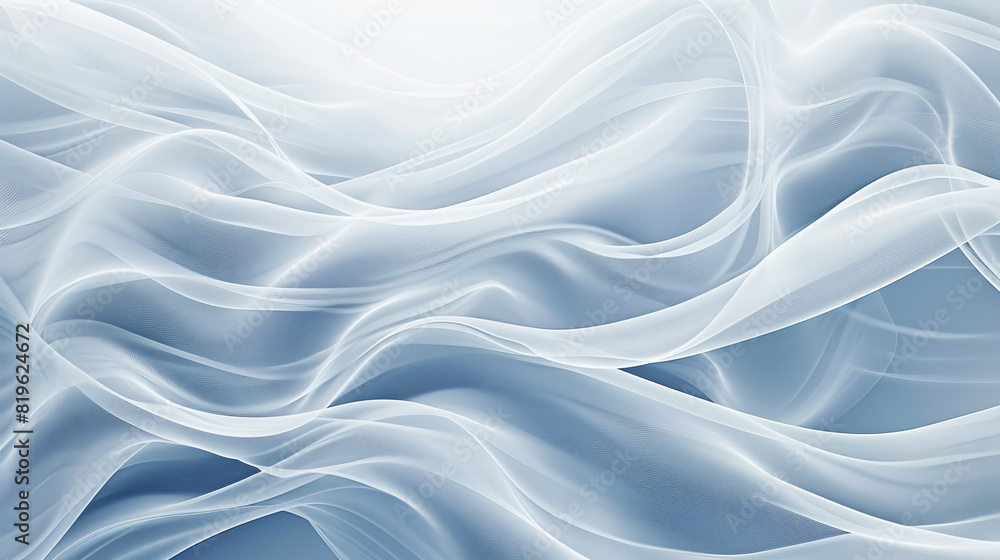 Poster abstract blue wavy texture on a light background, conveying a concept of fluidity and softness. gene