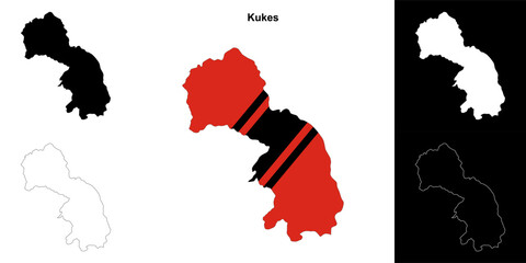 Kukes county outline map set