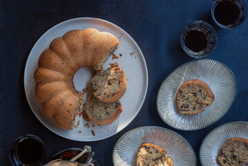 homemade chocolate banana bread bundt cake.