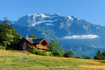 Fototapeta premium House Mountain. Luxury House with Breathtaking Alpine Landscape Views in Vancouver, Canada