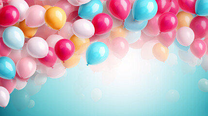 Colorful balloons background, birthday decoration, copy space