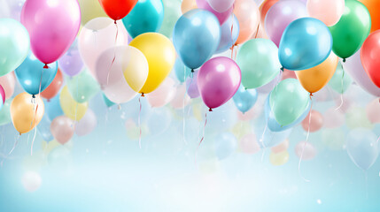 Colorful balloons background, birthday decoration, copy space
