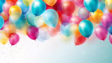 Colorful balloons background, birthday decoration, copy space