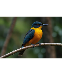 Fototapeta premium Srilankan endemic black hooded kingfisher