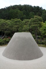 Japanese stone garden in Ginkakuji Temple in Kyoto, Japan