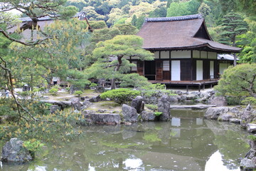 Japanese garden in Ginkakuji Temple in Kyoto, Japan