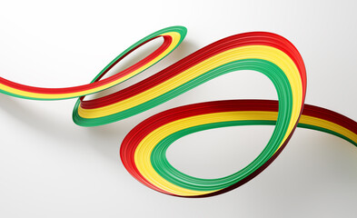 3d Flag Of Guinea 3d Shiny Waving Guinea Ribbon Flag On White Background 3d Illustration