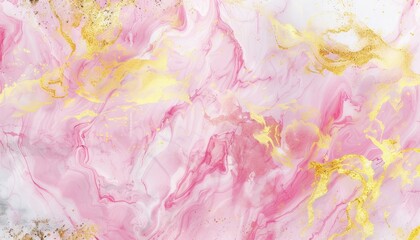 An intricate pink background texture patterned with marble and gold watercolor, ideal for luxurious abstract wallpapers and elegant design elements