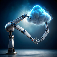 photo ai cloud concept with robot arm