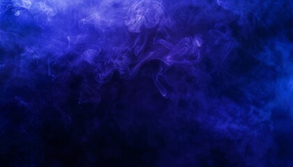 Fototapeta na wymiar Mysterious blue smoke on a dark background, creating a magical and spooky atmosphere, ideal for Halloween-themed events or mystical presentations