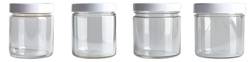 Clear Glass Jar isolated on transparent png background. Generative ai