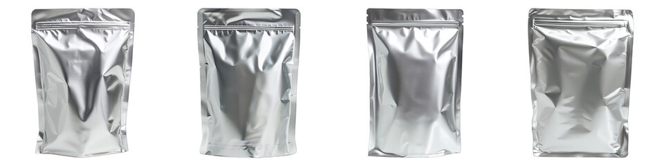 Silver Retort Pouch isolated on transparent png background. Generative ai