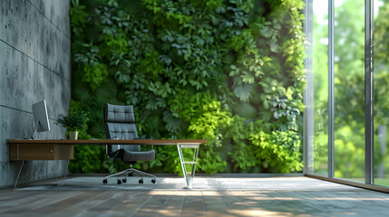 Photo realistic green office practices for sustainability concept: Implementing green office practices to promote sustainability, reduce environmental impact, and foster an eco fri