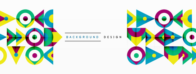 Obraz premium Colorful circle and triangle abstract background. Template for wallpaper, banner, presentation, background
