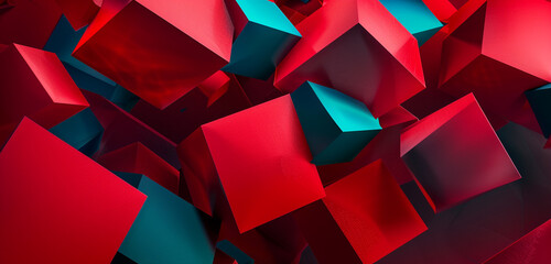 Eye-catching red and cyan futuristic design.