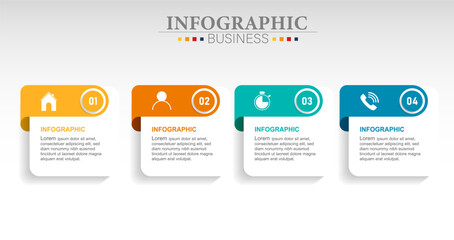 Infographic design business template with icons and 4 options or steps.