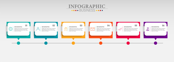 infographic label template with icons. 6 options or steps.