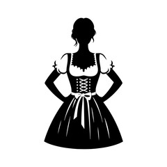 Charming Dirndl Silhouette: Delightful Vector Art- Elegance and Cultural Heritage of Bavarian Traditional Dress- Dirndl Illustration- Dirndl Vector.