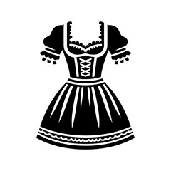 Charming Dirndl Silhouette: Delightful Vector Art- Elegance and Cultural Heritage of Bavarian Traditional Dress- Dirndl Illustration- Dirndl Vector.
