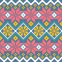 Cross-stitch fabric pattern for textile design. Clothing, background pattern. 