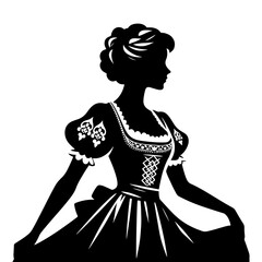 Charming Dirndl Silhouette: Delightful Vector Art- Elegance and Cultural Heritage of Bavarian Traditional Dress- Dirndl Illustration- Dirndl Vector.