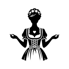 Charming Dirndl Silhouette: Delightful Vector Art- Elegance and Cultural Heritage of Bavarian Traditional Dress- Dirndl Illustration- Dirndl Vector.