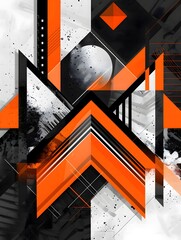 Abstract Geometric Art with Bold Orange and Black