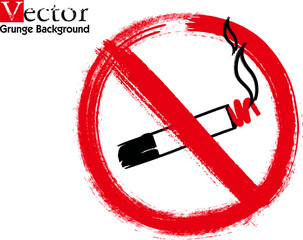 Smoking Prohibition Sign Grunge worn style. No smoking sign. Forbidden sign icon isolated on white background vector illustration
