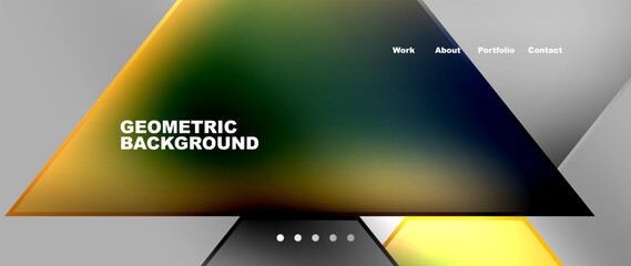 Metal triangles with colorful bright triangles. Geometric modern minimalist design template