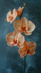 Elegant Peach Orchids Against Dark Background