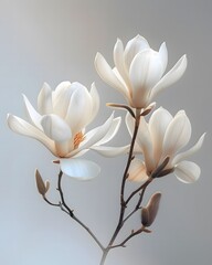 Elegant White Magnolia Flowers in Bloom