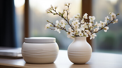 Spa still life with flowers on the table. Concept of cosmetology and body care