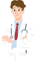 Male medical doctor character concept healthcare professional in hospital.