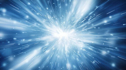 Fototapeta premium Dynamic Light Burst in Blue - Stunning dynamic light burst in blue, capturing the essence of speed and energy. Perfect for tech, futuristic, and abstract themes.