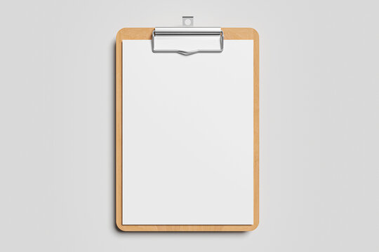 Clipboard with A4 blank paper for food menu mockups and more