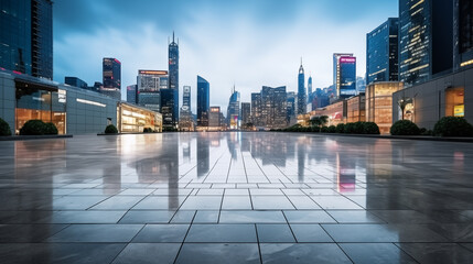 City skyline at night. Panorama of a big city with lights