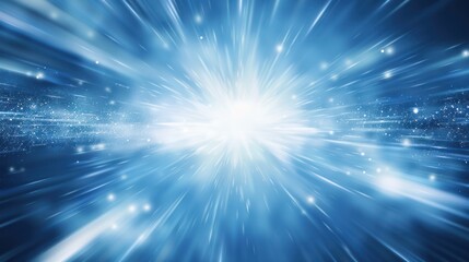 Fototapeta premium Dynamic Light Burst in Blue - Stunning dynamic light burst in blue, capturing the essence of speed and energy. Perfect for tech, futuristic, and abstract themes.