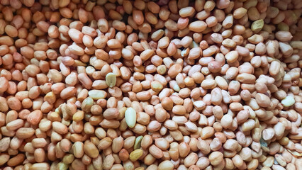 top view ground peanuts as background and texture