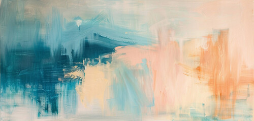 Earthy peach and aquamarine hues on canvas.