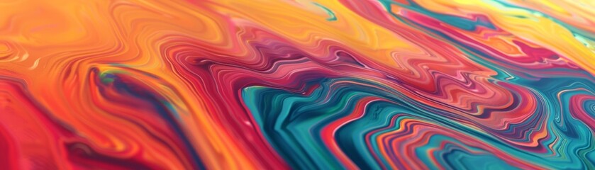 A mesmerizing display of swirling hues intertwining in a continuous cycle, forming a surreal and dynamic artistic experience.