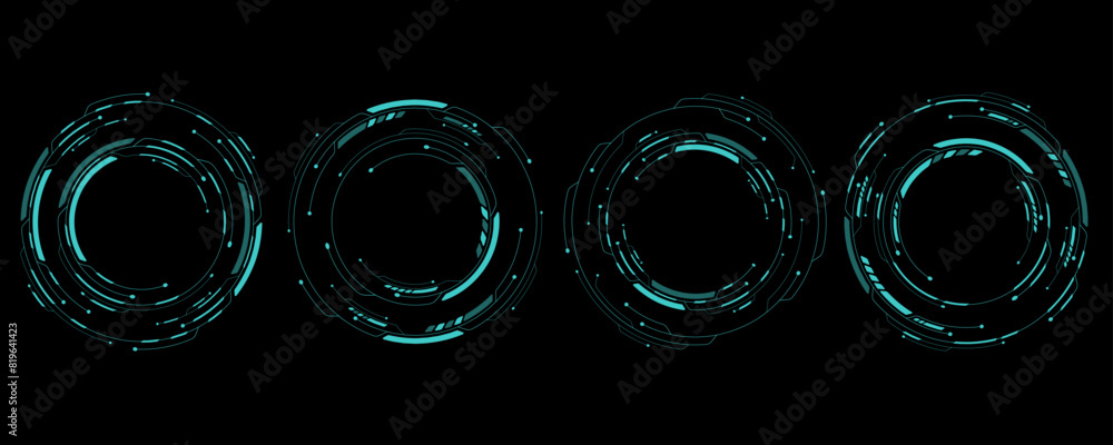 Poster set of hud circles for your futuristic design. round cyber frame. sci-fi and hi-tech elements. gui a