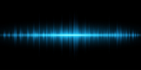 Glowing blue vibrations isolated on black background. Glow voice pattern. Abstract light effect. Vector illustration. EPS 10.