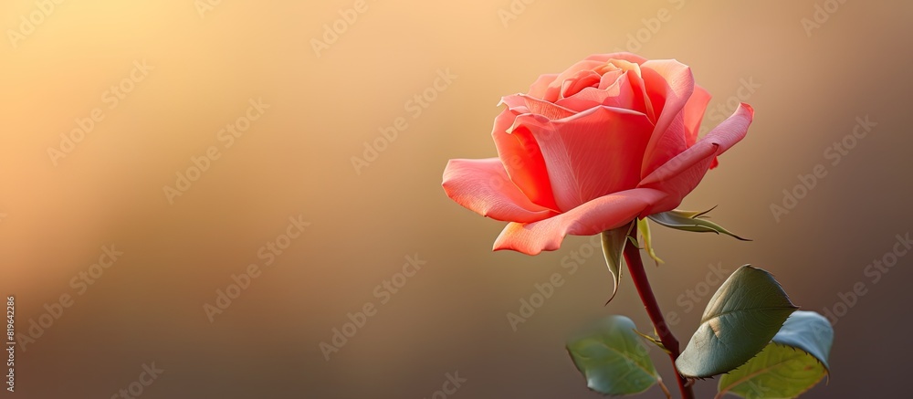 Poster close up image of a pink and red rose with copy space image