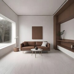 Naklejka na ściany i meble minimal room white color tone AI generative