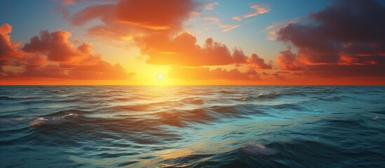 Breathtaking sunrise above the ocean with a stunning copy space image