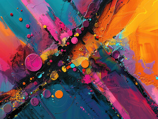 Abstract painting. Colorful texture. Brushstrokes of paint. Modern art.