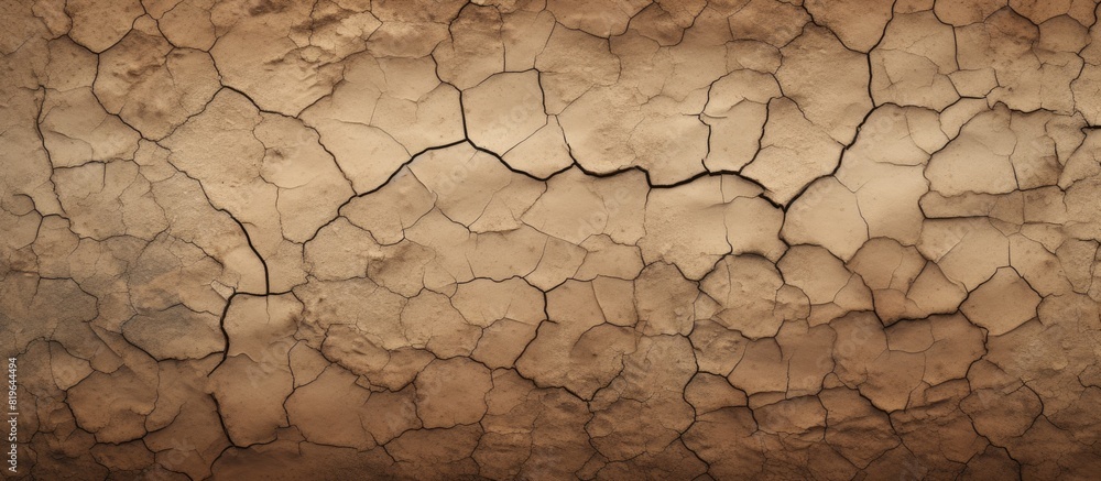 Poster eroded soil texture with cracks creating a barren landscape concept with copy space image potential