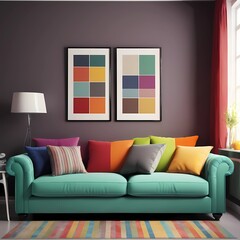 interior of different colors sofa modern interior